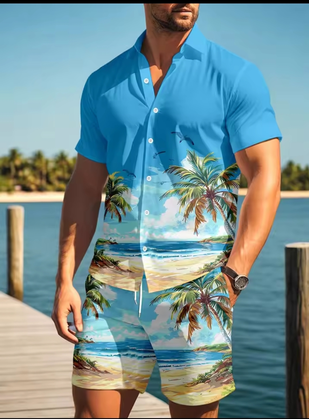 Summer Hawaiian Beach 3D print men's set