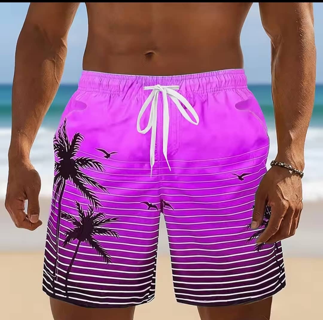 Casual Exotic striped coastal print shorts