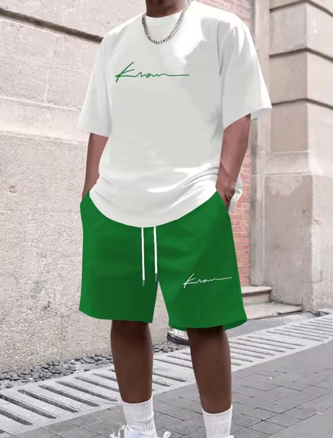 Men's Minimalist 3D printed short sleeved T-shirts and shorts set