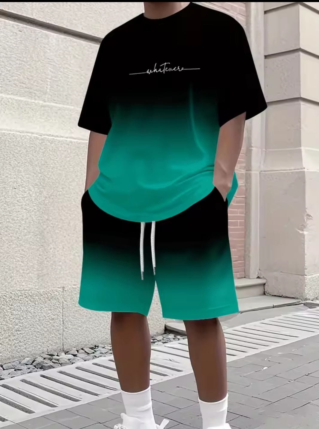 Summer Gradient Color Athletic T-shirts and Shorts Set
