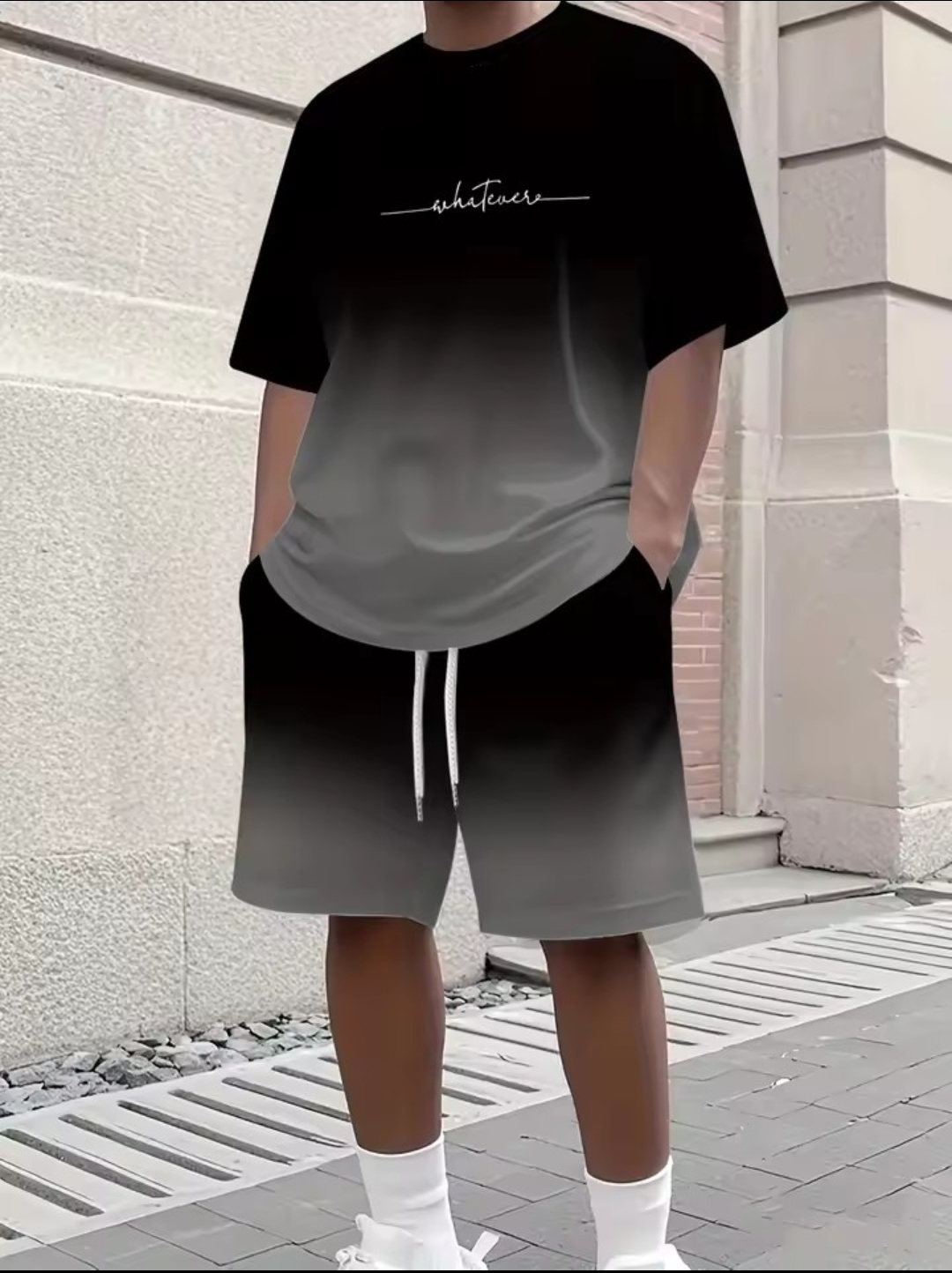 Summer Gradient color T-shirts and Shorts Set