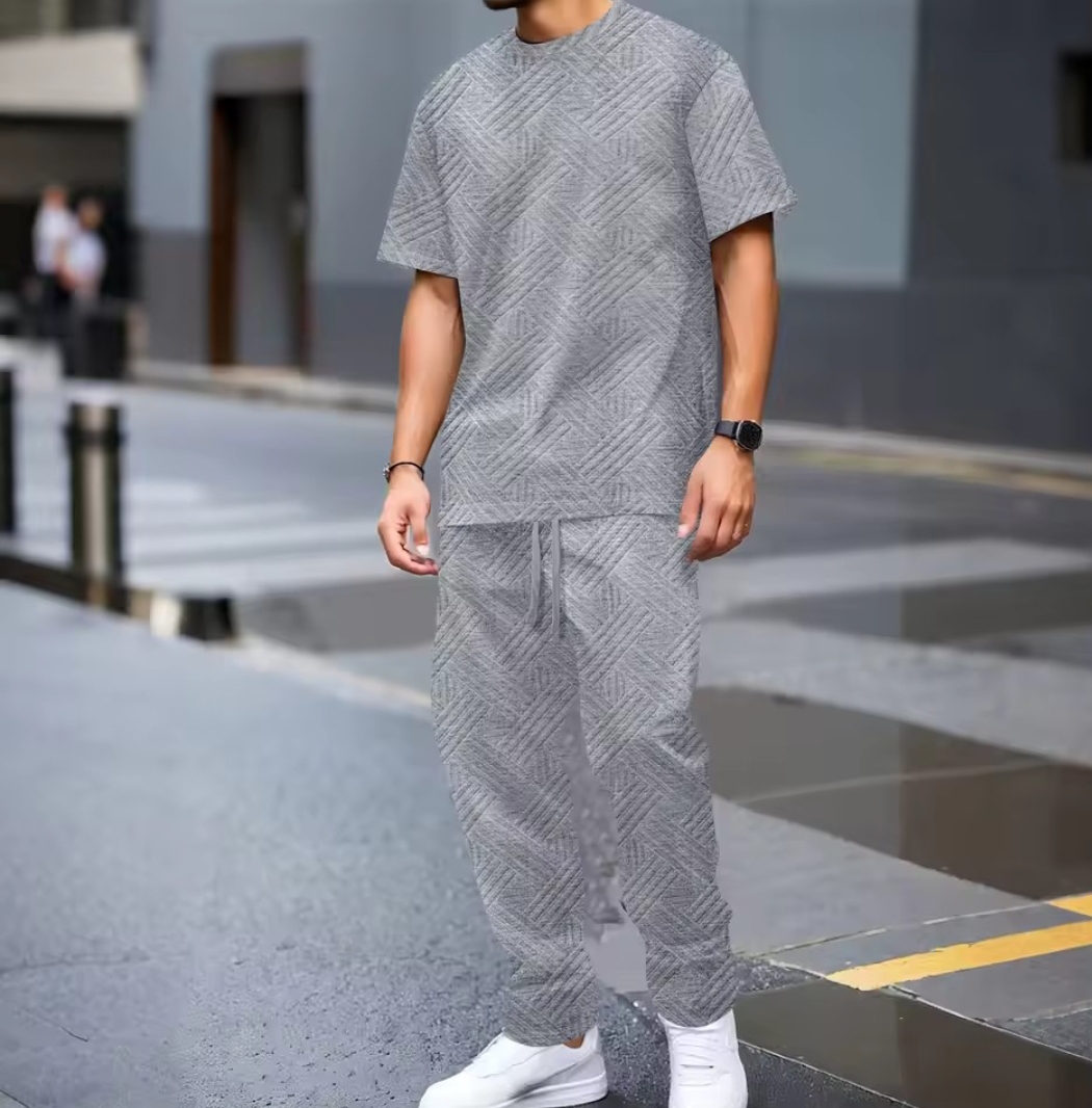 New Summer Men's Jacquard Knitted Set