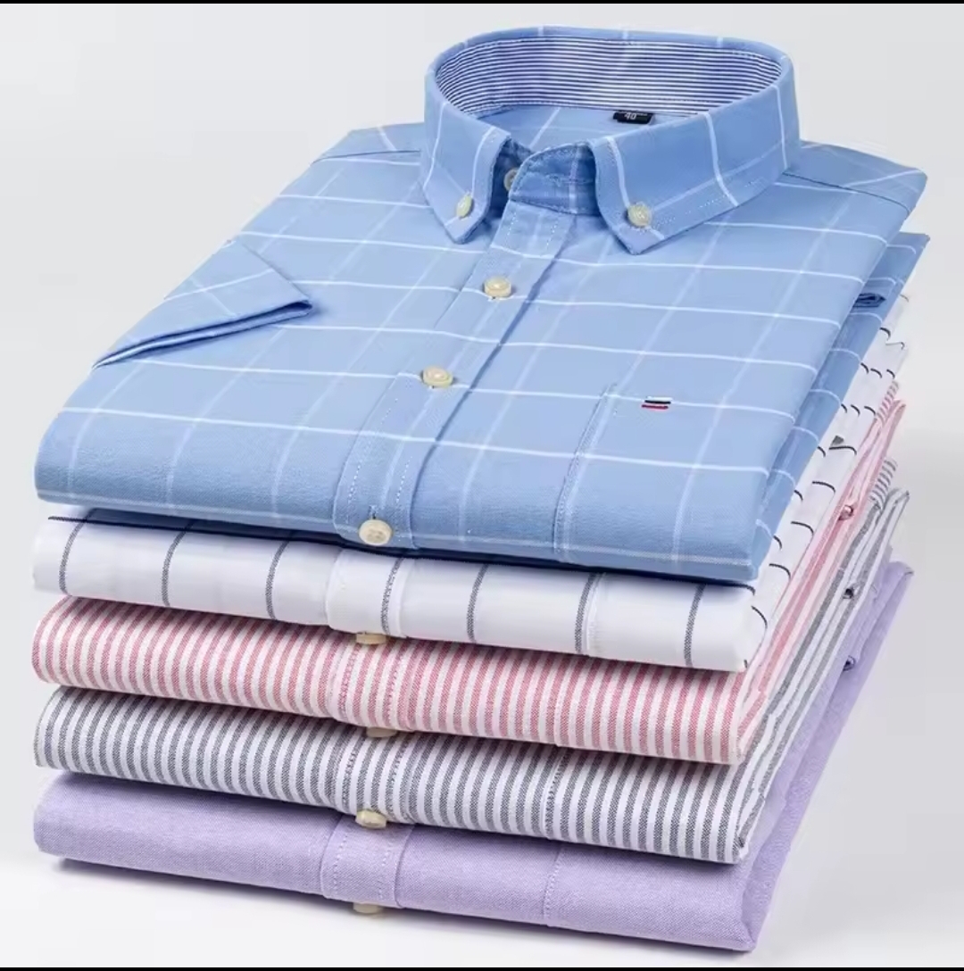 💯% cotton breathable men Oxford short sleeve summer plaid shirts