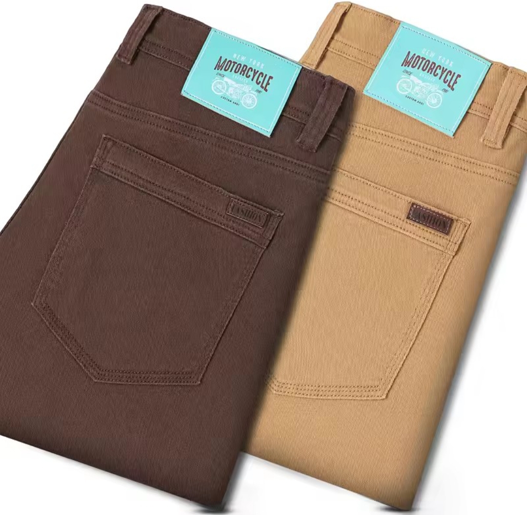 Classic Style 3 Colors Autumn Men's Slim Brown Jeans